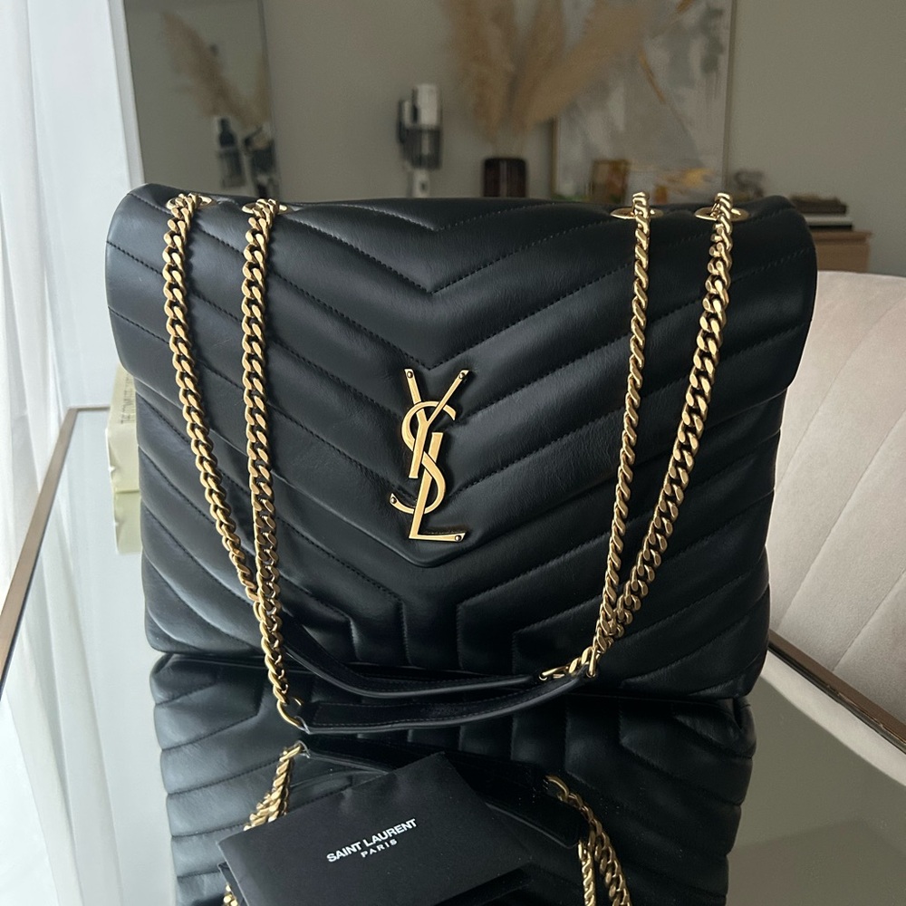 Saint Laurent Black Quilted Leather Shoulder Bag Lou Lou medium ysl